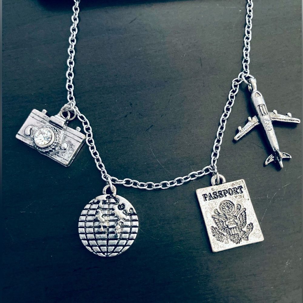 NWT Travel Silver Charm Necklace